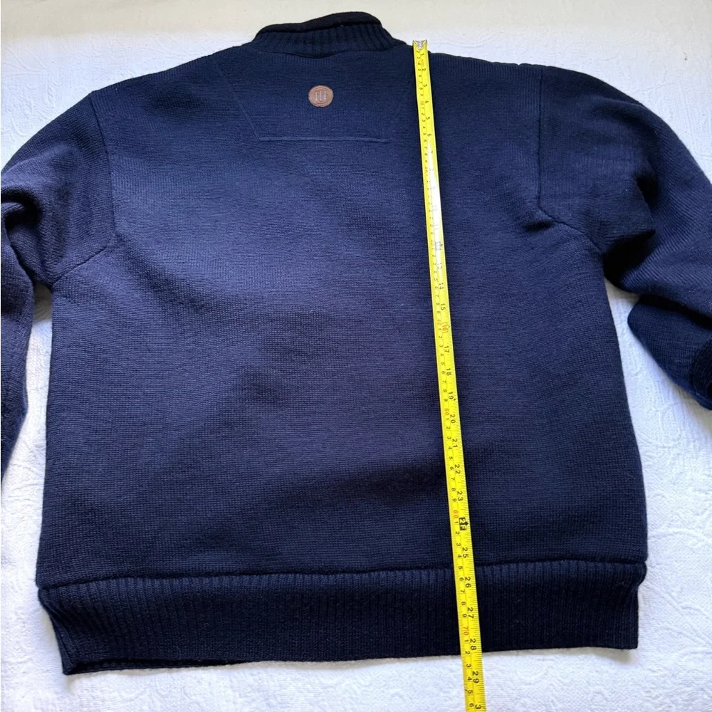 BERETTA Men’s Navy Wool JacketNWOT Sherpa LinenFull Zip Sweater Coat Large - Picture 12 of 17